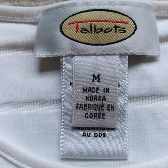 Talbots Stretch Short Sleeve Pattern White Top - Picture 2 of 13